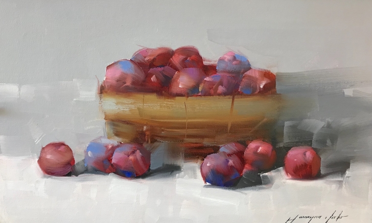 Plums, Still Life Original oil Painting, Handmade artwork, One of a Kind    